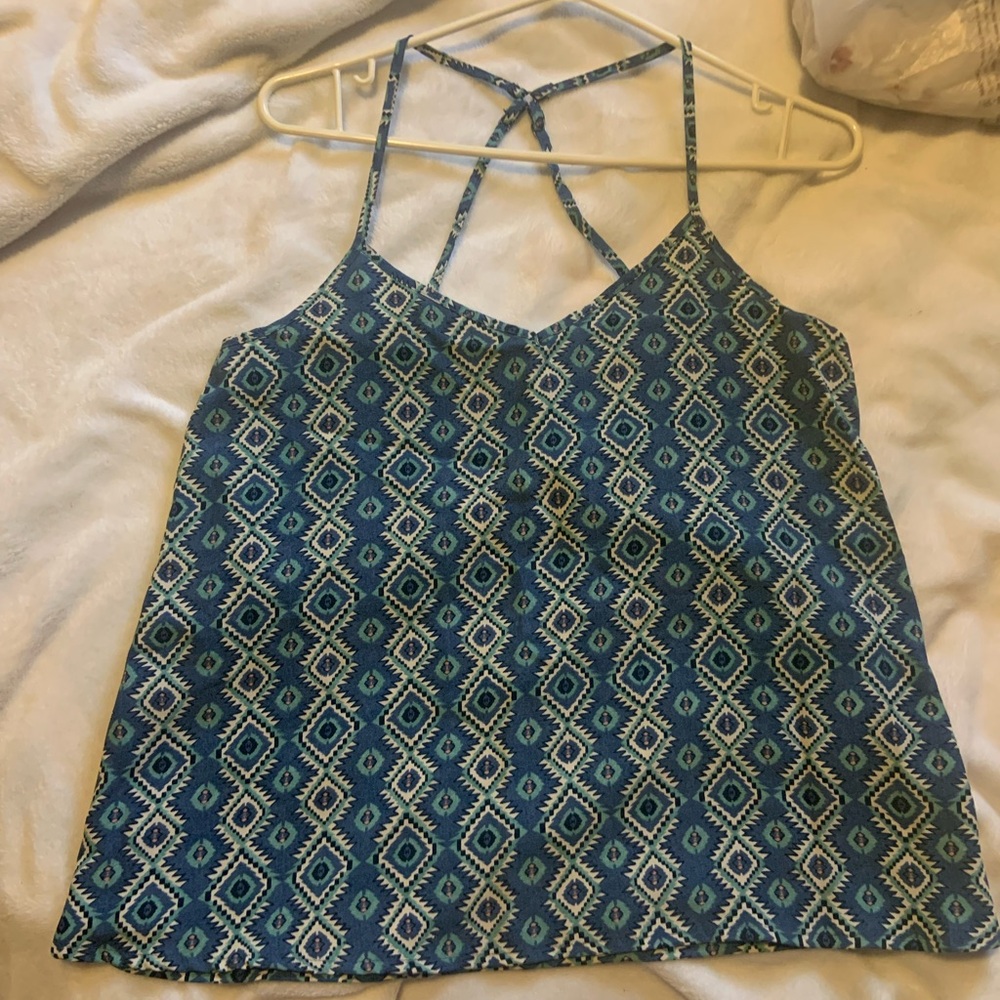 Hollister Blue and White Graphic Camisole